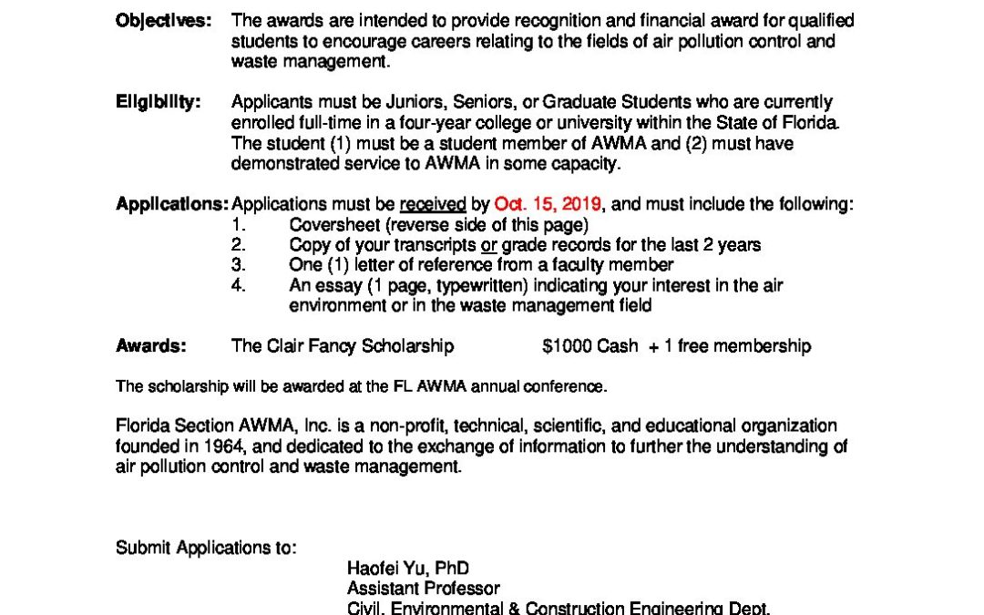 Clair Fancy Scholarship Form 2019