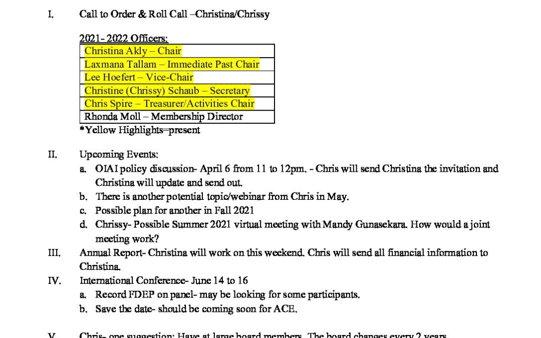 2021-03-18 SE Florida Chapter Board Meeting Minutes