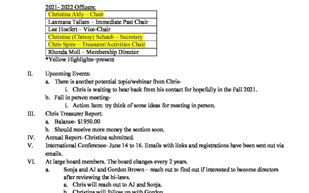 2021-05-14 SE Florida Chapter Board Meeting Minutes